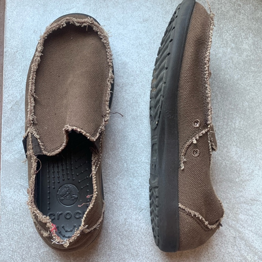 Crocs Slip-On Brown Fabric Shoes